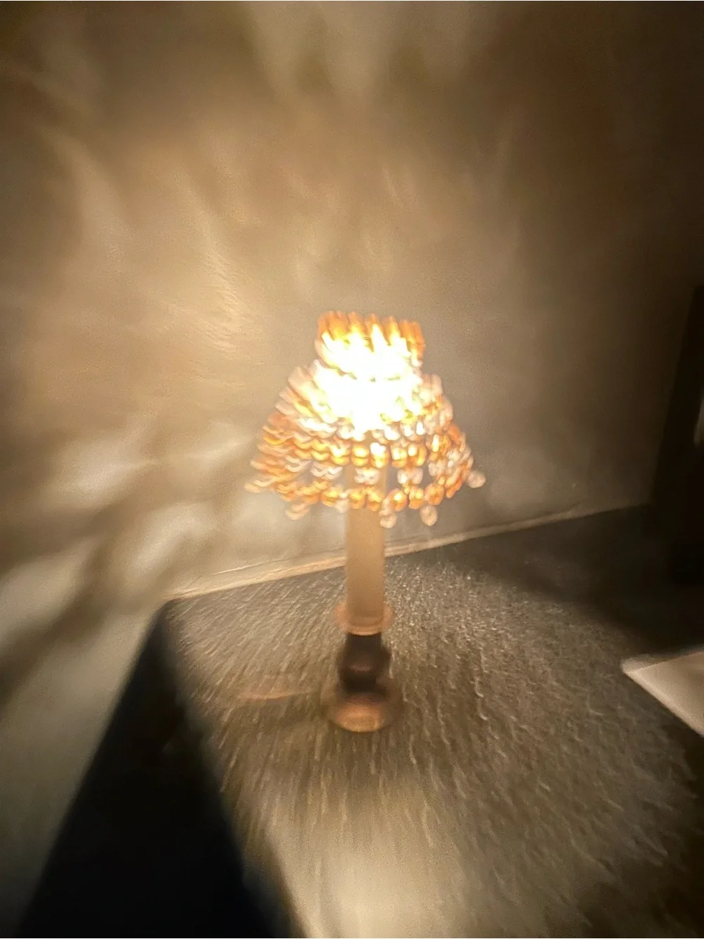 Amber Beaded Mini Table Lamp - Elegant Accent Lighting